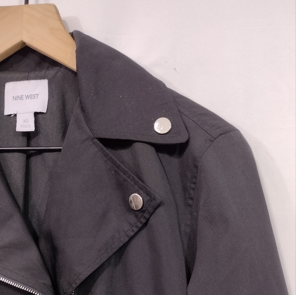 Nine West Motorcycle Style Jacket Womens XS Black Boho Retro Grunge Rockabilly - Picture 3 of 10